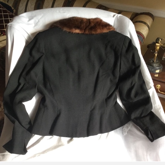 Vintage MINK FUR Collar PEPLUM JACKET S/M - Picture 7 of 15